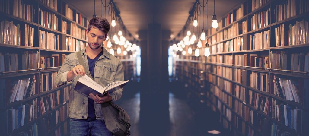 student, library, books